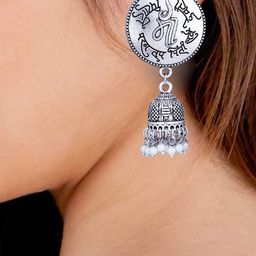 APUNKA D FASHION Artificial Beaded Oxidised Dome Shaped Jhumkas-54