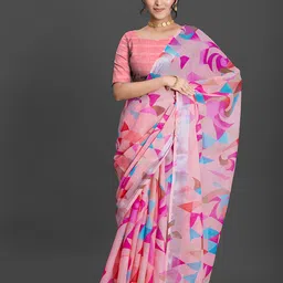 NIRMAL CREATION Abstract Printed Zari Saree image 1