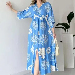 Pimu Women Floral Printed V-Neck Midi Maxi Dress-image-45