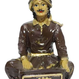 Aura Brown & Gold-Toned Rajasthani Music Marble Figurine Showpiece-image-44