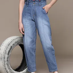 Roadster Women High-Rise Relaxed Fit Light Fade Stretchable Jeans-picture-29