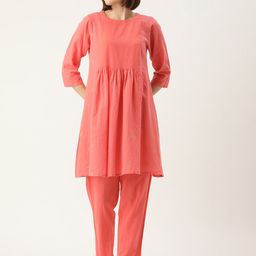 Clt.s Women Abstract Printed Pure Cotton Longline Night suit-6
