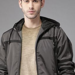 Roadster Men Charcoal Grey Solid Bomber Jacket-24