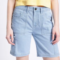 glitchez Women Urban Savvy Denim Cargo Shorts-image-91