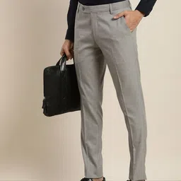 INVICTUS Men Grey Solid Regular Fit Formal Trousers-image-49
