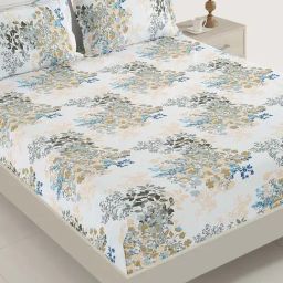 Swayam Floral White 250 TC Cotton King Bedsheet with 2 Pillow Covers-picture-15