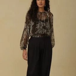 aarke Ritu Kumar Olive Printed Top With Camisole-picture-18