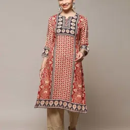 Biba Orange Printed Straight Kurta-image-49