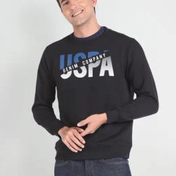 U.S. Polo Assn. Denim Co. Black Cotton Regular Fit Printed Sweatshirt-picture-13