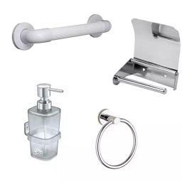 Implemental Bathroom Equipment Combo Stainless Steel Grip Bar 203.2 mm (8 Inch) Size (Set of 4)-23