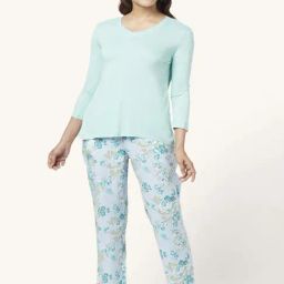 Dreamz by Pantaloons Sea Green Printed Top Pyjama Set-picture-25