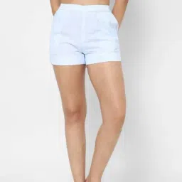 VASTRADO Powder Blue Cotton Mid Rise Shorts-picture-13