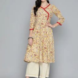 Jompers Yellow Cotton Printed A Line Kurta-picture-48