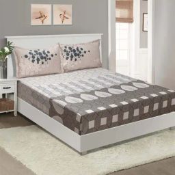 Swayam Zinnia Geometric Multicolor 210 TC Cotton King Bedsheet with 2 Pillow Covers-image-57