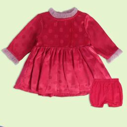 MINIKLUB Kids Red Printed Full Sleeves Dress with Bloomers-image-71