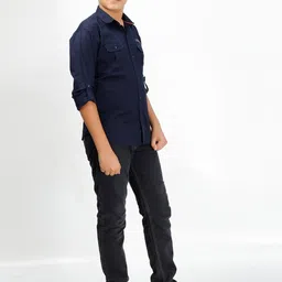 BEARSOUL Boys Blue Solid Cotton Standard Full sleeves Casual Shirt-picture-18