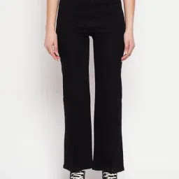 MADAME Black Denim Straight Fit Mid Rise Jeans-image-44