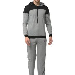 Vimal Jonney Grey Cotton Regular Fit Colour Block Nightwear Set-picture-3