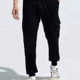 Domin8 Black Cotton Regular Fit Joggers-image-73