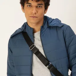 Kook N Keech Men Blue Bomber Jacket with Detachable Hood-46