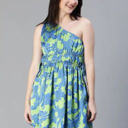 Oxolloxo Green Printed A-Line Dress-picture-29
