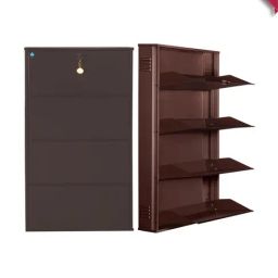 Delite Kom Powder Coated Coffee Wall Mounted Metal Shoe Rack ( 4 Shelves DIY)-image-28