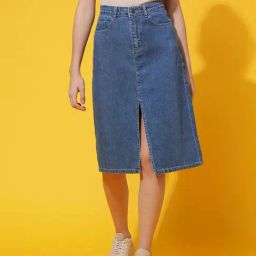 Belliskey Blue Midi Denim Skirt-picture-12