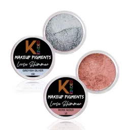 KINDED Makeup Pigments Loose Shimmer Powder Eyeshadow 06 Greyish Silver & 12 Rose Gold Combo-image-22