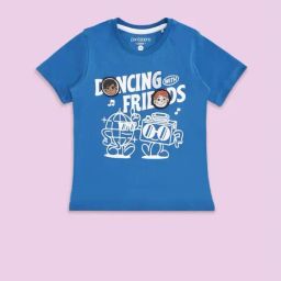 Pantaloons Junior Cobalt Blue Cotton Printed T-Shirt-image-60