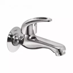 PLUMBER Wall Mounted Chrome Finish Bib Cock Long Body with Wall Flange, SLR-0203-25