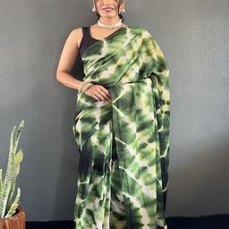 HERE&NOW Tie and Dye Pure Georgette Ready to Wear Saree-picture-57