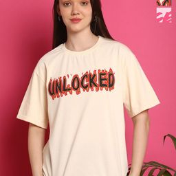 Metronaut Women Pack Of 2 Graphic Printed Round Neck Cotton Oversized T-shirts-image-36