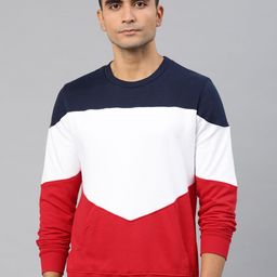 Genius18 Men White & Red Colourblocked Sweatshirt-picture-21
