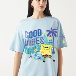 Bewakoof Official Spongebob Merchandise Sponge Bob Graphic Printed Oversized T-shirt-image-62