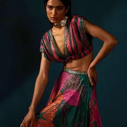 Basil leaf Floral Printed Made to Measure Lehenga & Blouse With Dupatta image 2