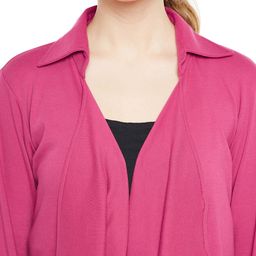 Hypernation Magenta Solid Open Front Shrug image 5