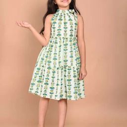 Batik Printed Neck Tieup Dropwaist Dress-picture-2