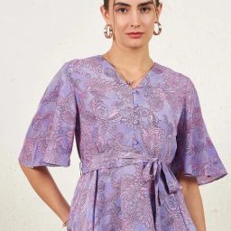 Carlton London Purple Printed Top-image-0