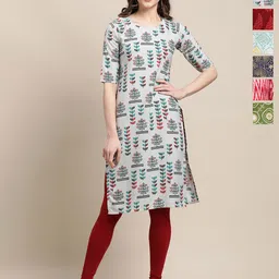 7Threads Women Floral Printed Regular Straight Knee Length Kurtas Sequins pack of 6-image-14