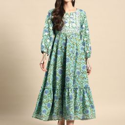RANGMAYEE Embroidered Tiered A-Line Ethnic Maxi Dress-picture-25