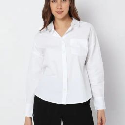 Vero Moda White Cotton Slim Fit Shirt-image-38