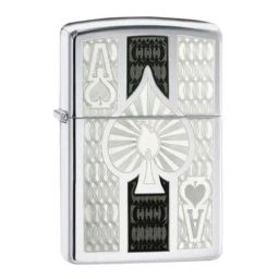 Zippo Silver Intricate Spade Design Brass Pocket Lighter-image-54