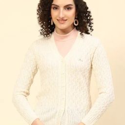 Monte Carlo Cream Self Design Cardigan-83