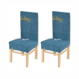 Yellow Weaves 2-Pcs Metallic Blue Printed Chair Cover-image-21