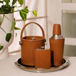 Home4U Animal Print Tan Stainless Steel Cocktail Shaker With Sheath-image-46