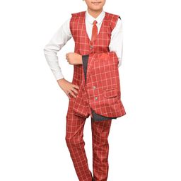 BAESD Boys Checked Single-Breasted 4-Piece Party Suit-image-25