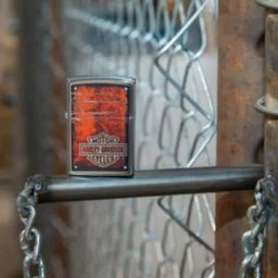 Zippo Silver & Red Harley Davidson Brass Pocket Lighter-image-33
