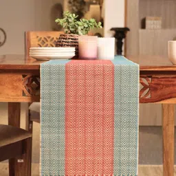 Peepul Tree Red & Teal-Green Natural Grass Table Runner-19