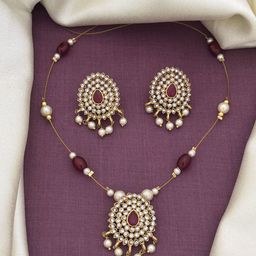 Rujve Jewellery Gold-Plated Cubic Zirconia Stone-Studded & Beaded Jewellery Set-image-35