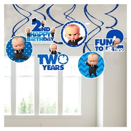 Zyozi Birthday Hanging Swirls Ceiling Decorations for 2nd Birthday Blue - Pack of 6-image-41